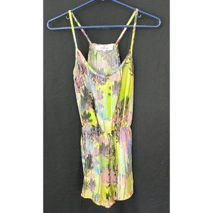 Oh My Love London Neon Green Playsuit Romper Women's Size XS Neon Palm Trees